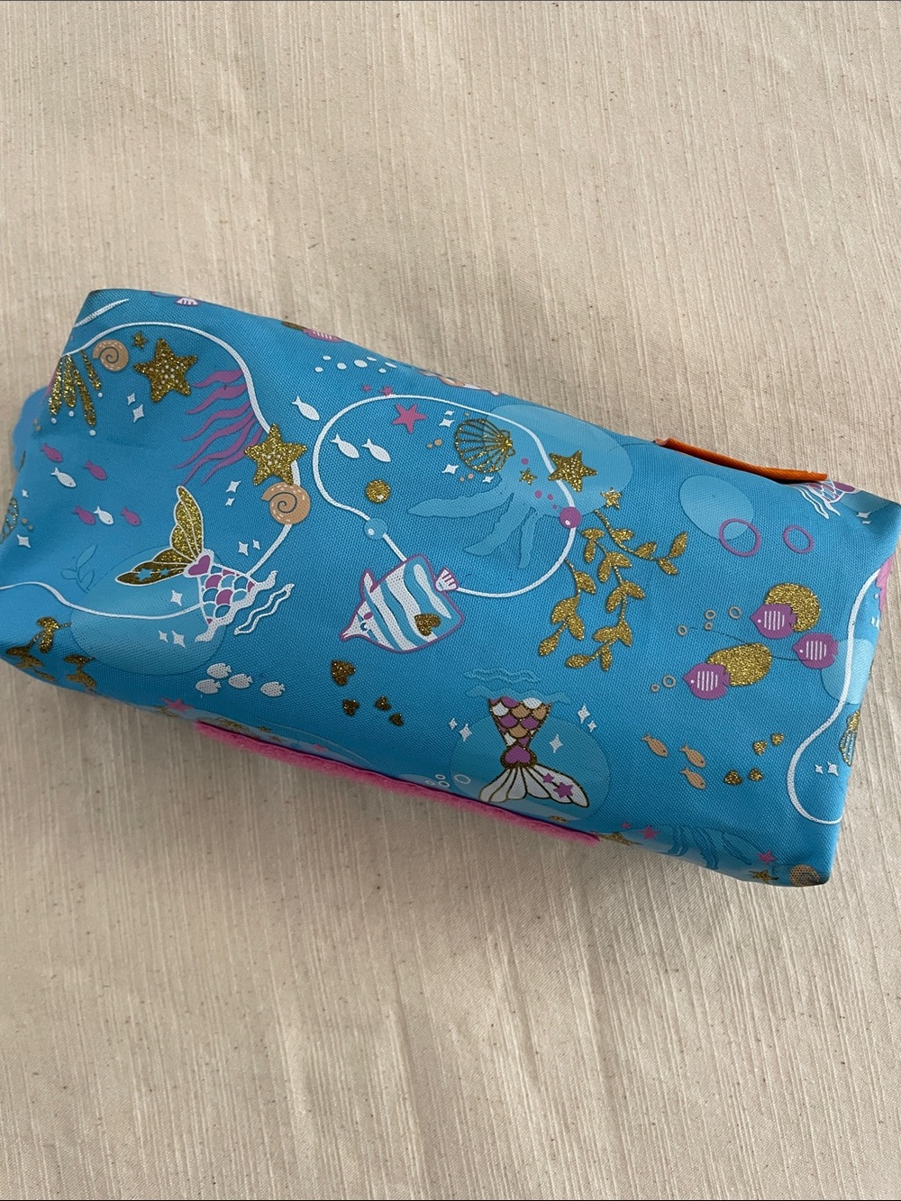 Mermaid Seas Pencil Case Cosmetic Bag - Turquoise with Gold Accents